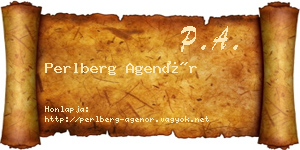 Perlberg Agenór névjegykártya